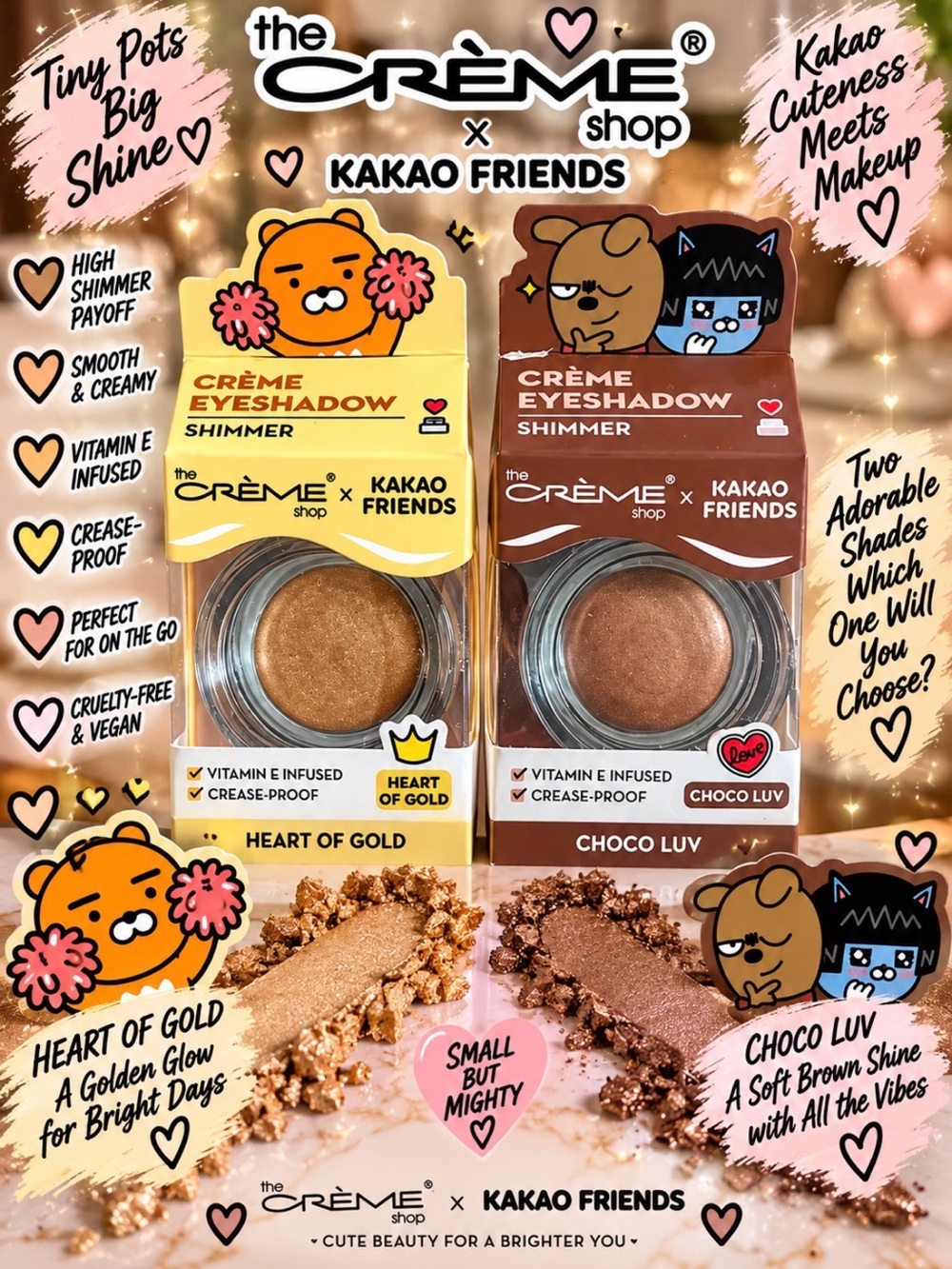 The Crème Shop Kakoa Friends Shimmer Creme Eyeshadow - Set of 2